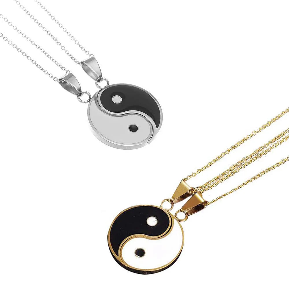 Alloy Yin Yang Pendant Puzzle Piece Necklace Birthday Jewlery Gifts for Couple or Best Friends