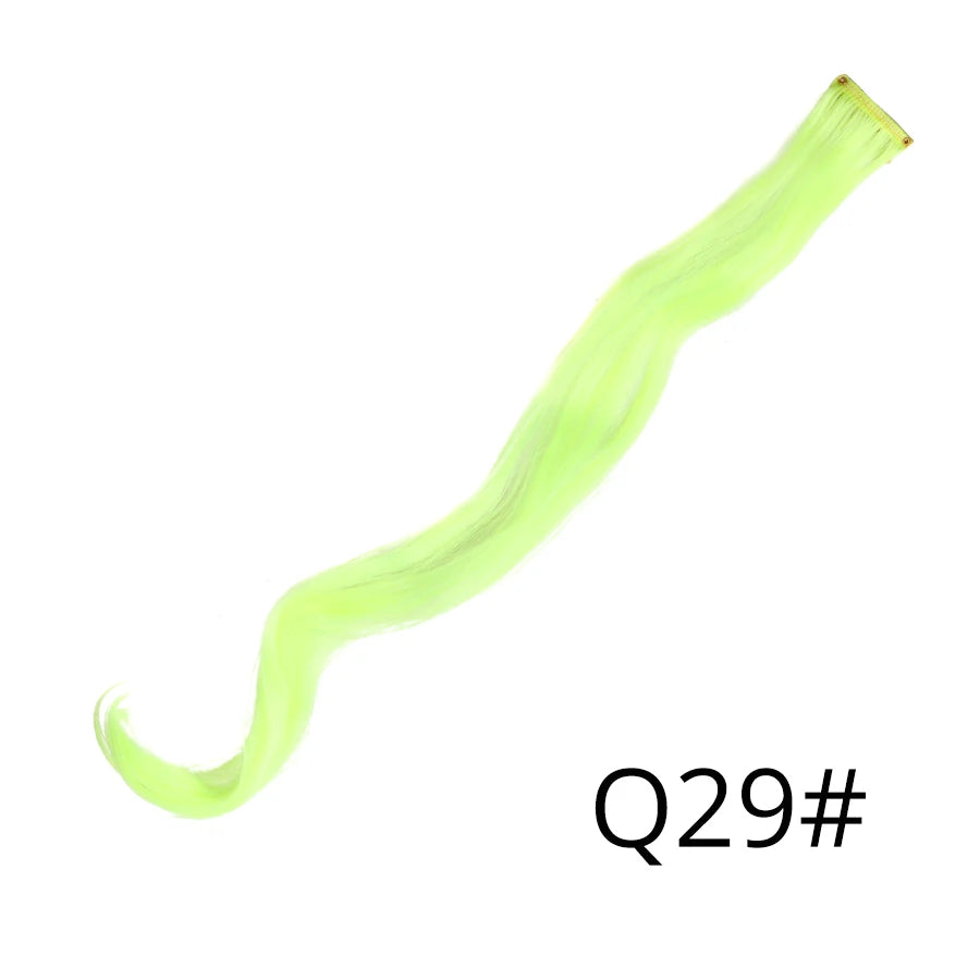 Synthetic Clip In One Pieces Raiinbow Hair Extensions  Straight Synthetic Hair Pieces 18" Long  Ombre Hair Pink Purple Red Blue