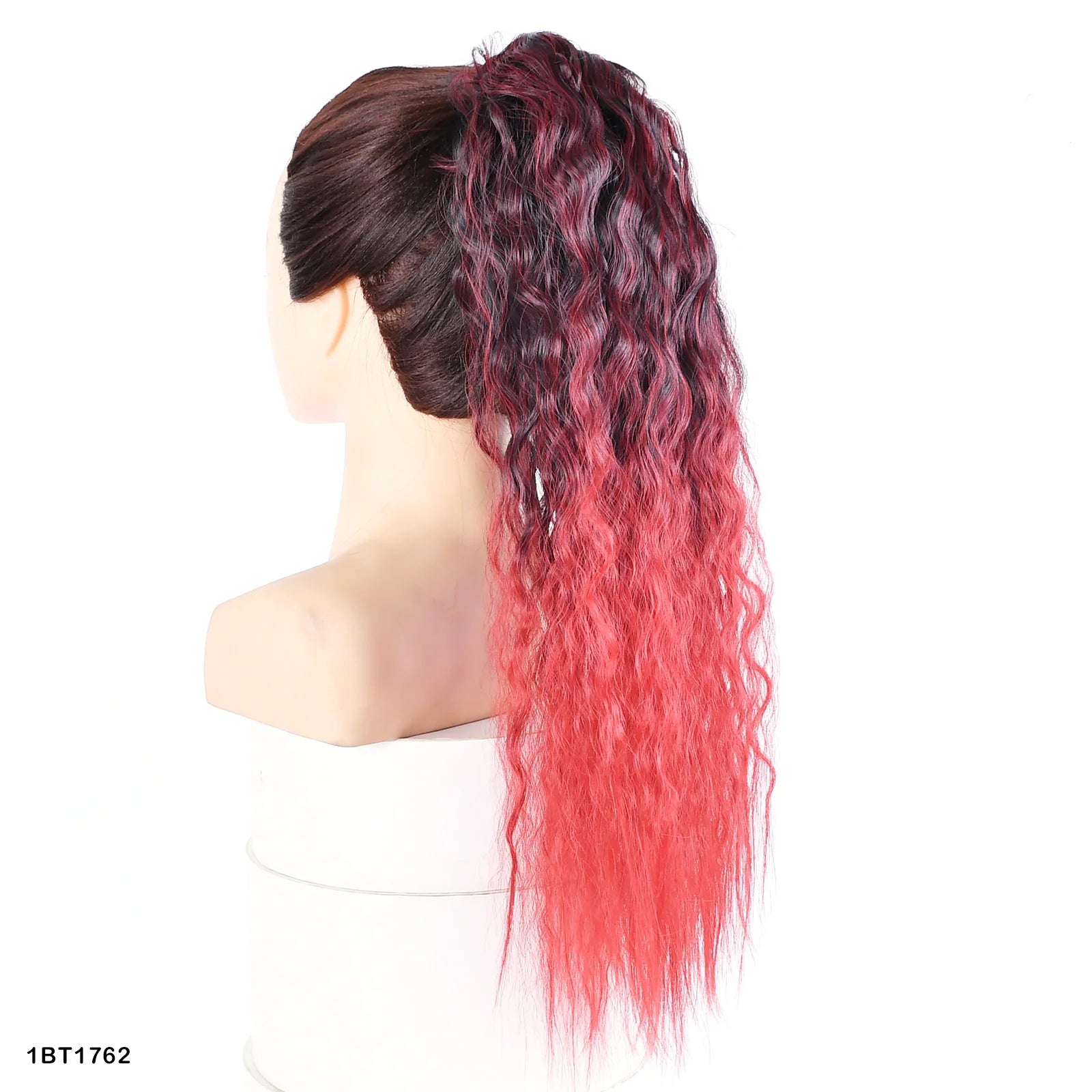 Jeedou Synthetic Long Kinky Curly Hair Ribbon Ponytail Extension Brown Blue Pink Purple Naturl Color Ponytails