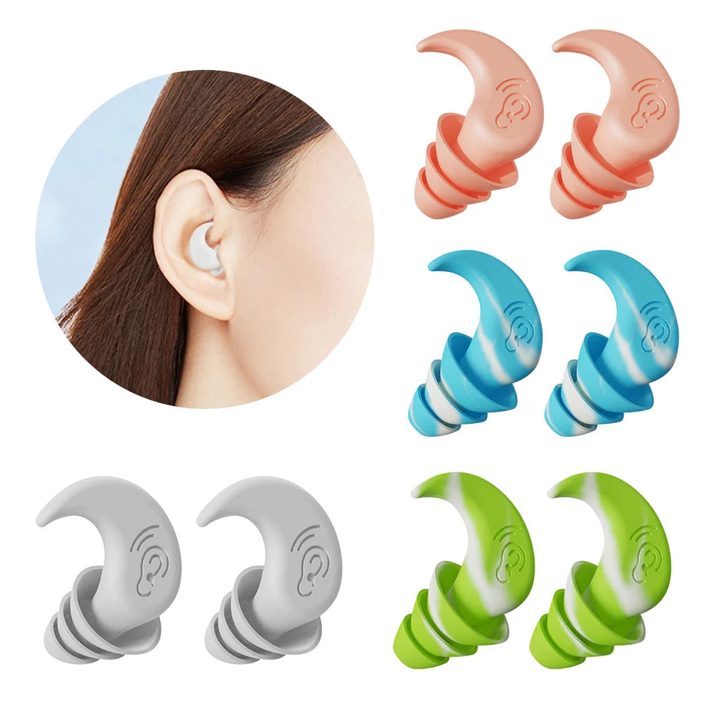 Sleeping Noise Reduction Silicone Earplugs Waterproof Swimming Ear Plugs Travel Reusable Protection Sound Blocking Ear Plugs