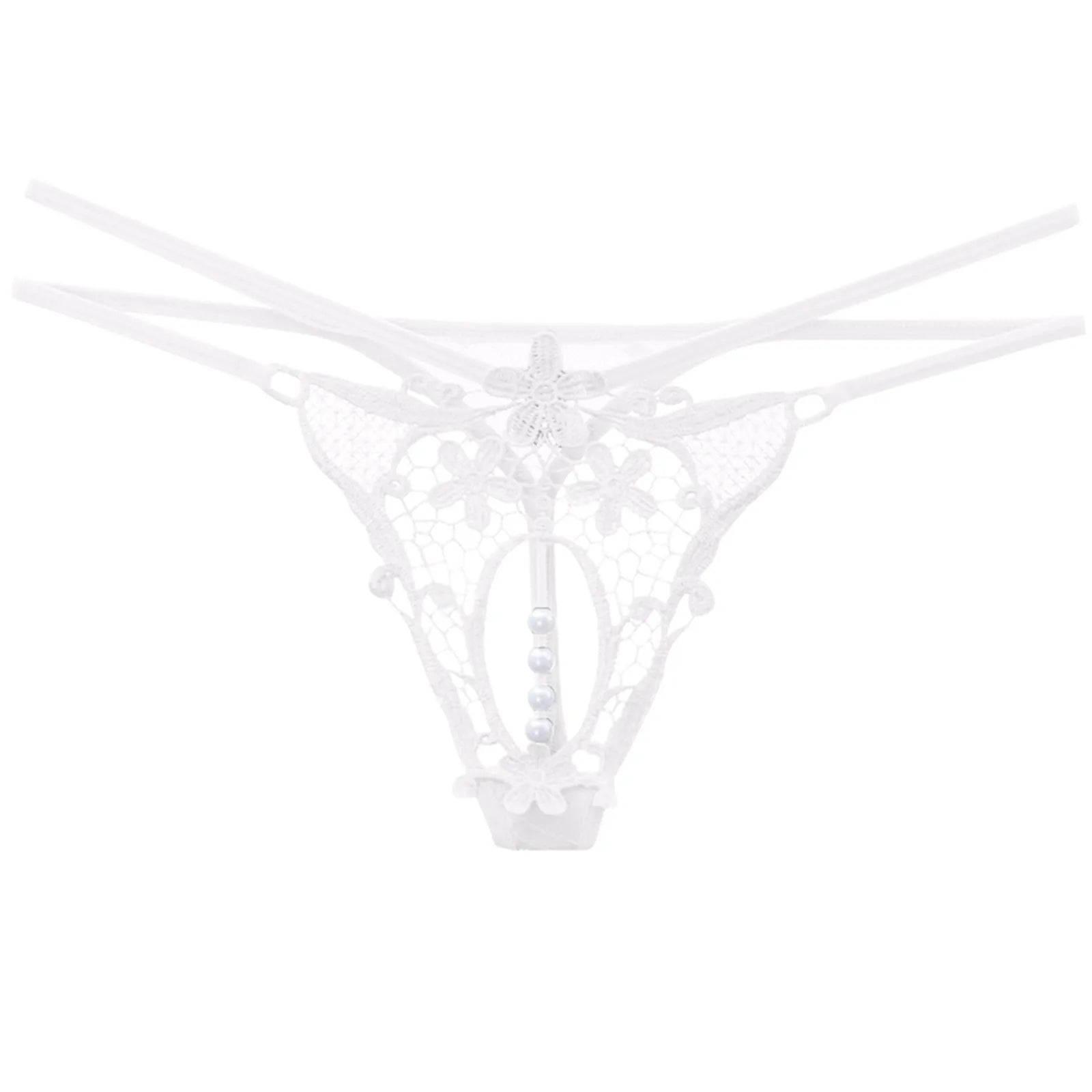 Women'S Thong Sexy Transparent Spicy Open Crotch Thong For Women With Low Waist And Seductive Charm Pearl нижнее бельё женское