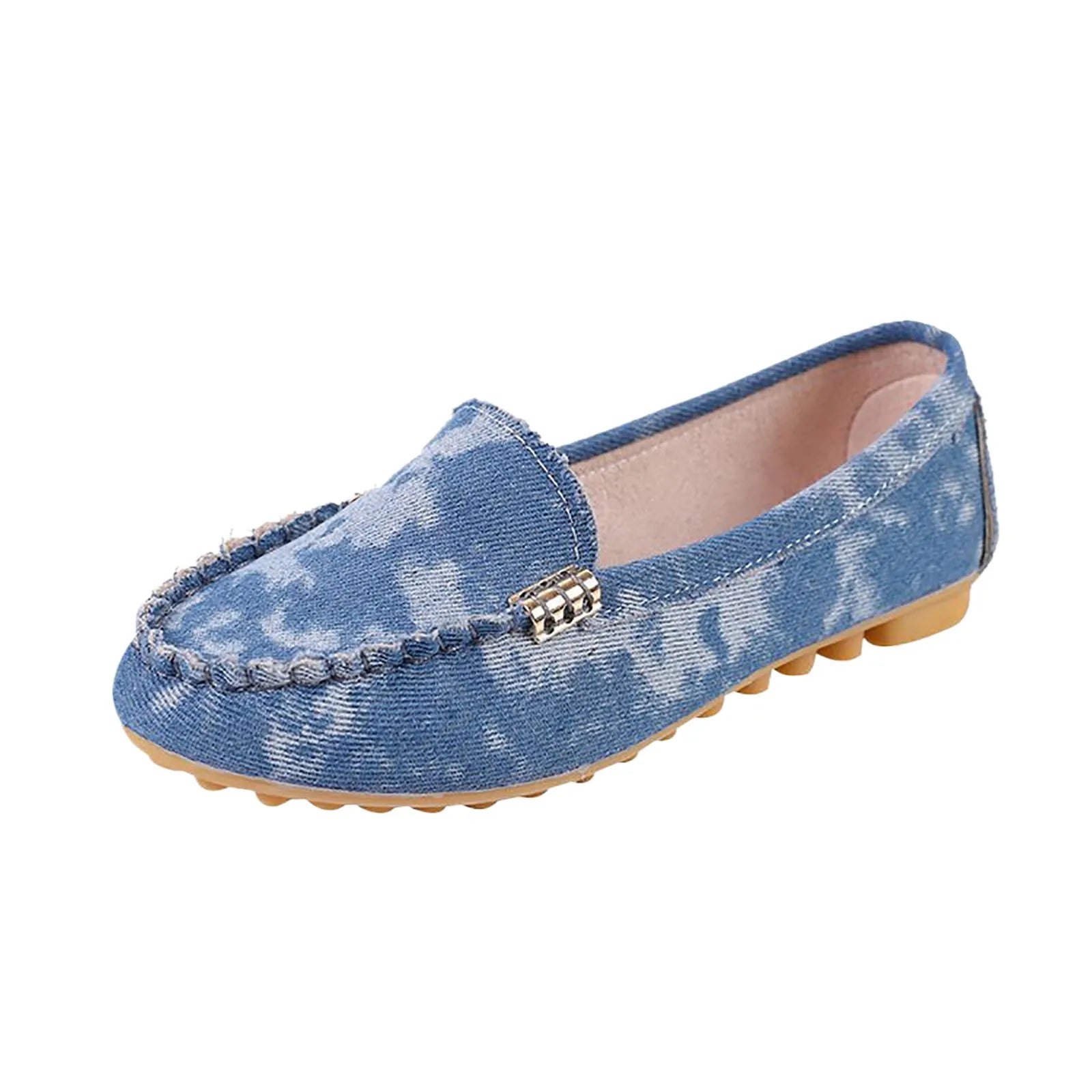 Walking Flat Shoes For Women Round Toe Thick Bottom Casual Denim Shoes Spring And Autumn Vintage Chunky Sneakers Ladies Flats