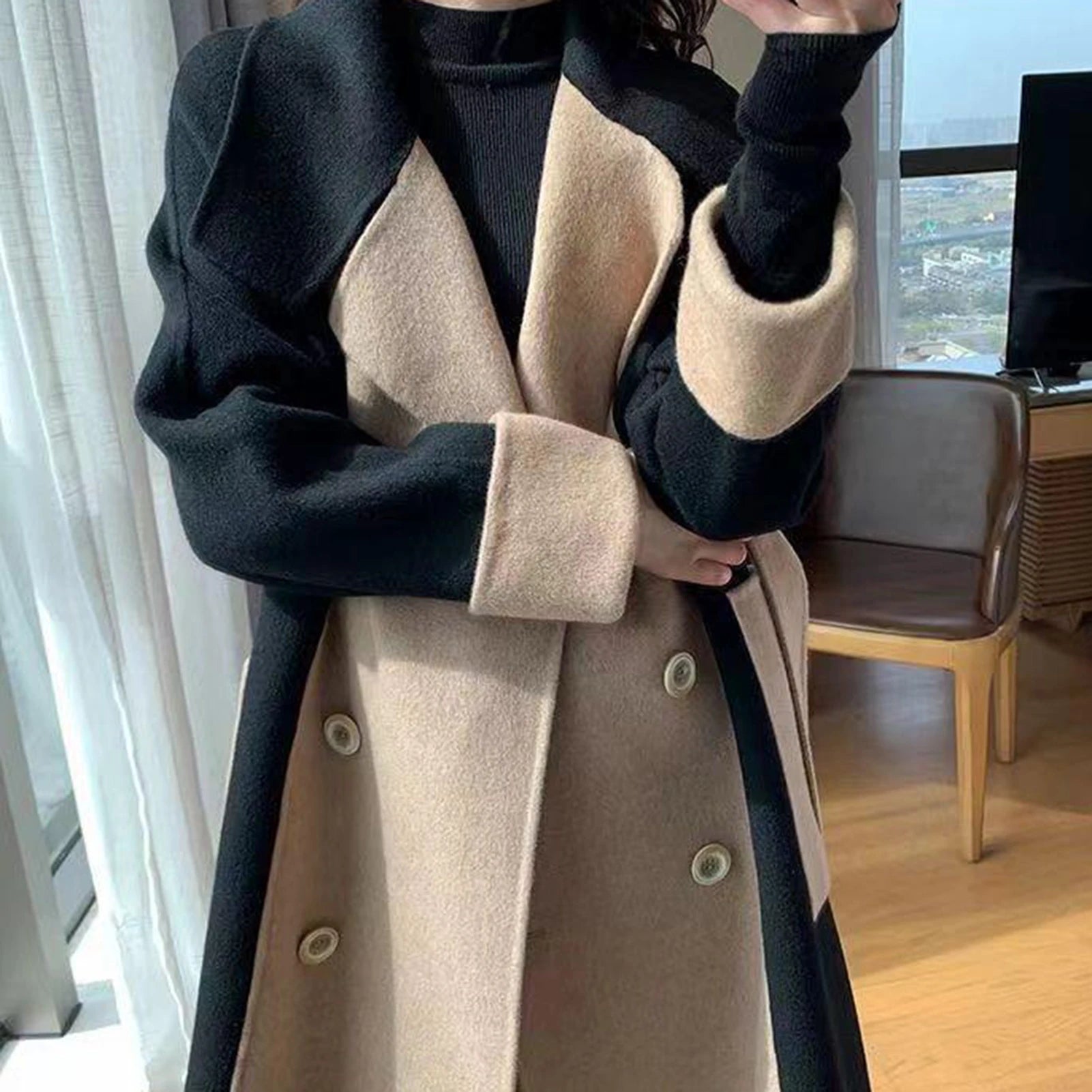 Women Winter Coat Chic Lapel Women Winter Overcoat Outwear Women Winter Overcoat  Elegant Soft Winter Overcoat for Shopping