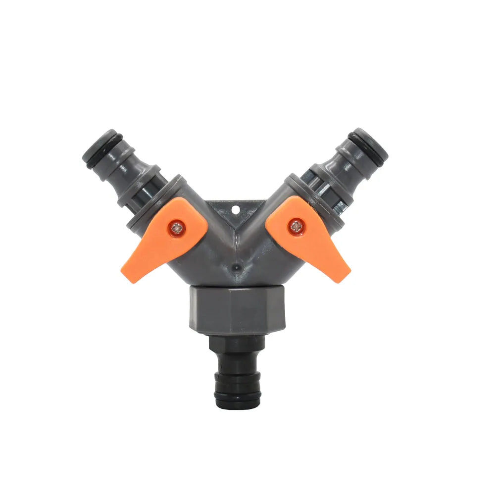 3/4" Thread Garden Tap Water Splitter 2-Way Garden Hose Valve Y Type Watering Adjustable Switch Controller