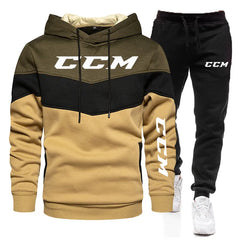 New 2022 CCM print Men Zipper Hoodies Sweatshirt+Sweatpants Suit Autumn Winter Warm Tracksuit Sets Men's Hooded Outwear