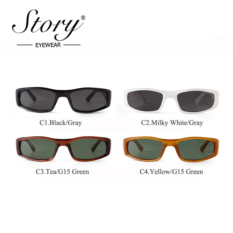 STORY Fashion Y2K Narrow Rectangle Sports Sunglasses for Women Men 2024 Brand Designer Sun Glasses Cycling Shades Male S77361H