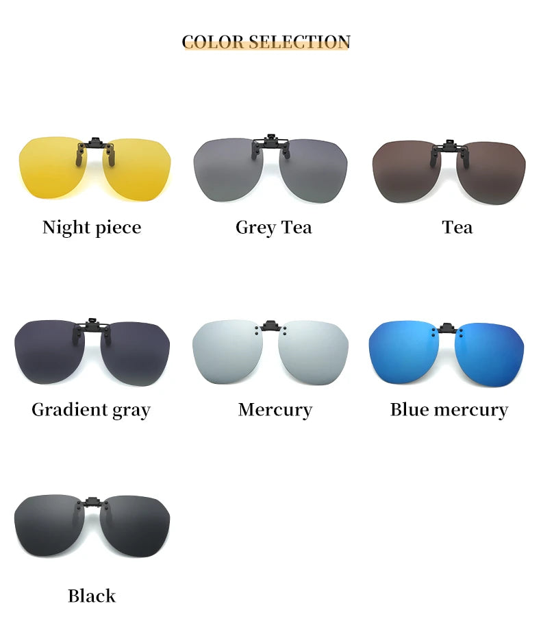 DOHOHDO New Men Women Clip On Sunglasses Polarizing UV400 Protention Vintage Clip Polarized Glasses Night Vision Driving Goggles
