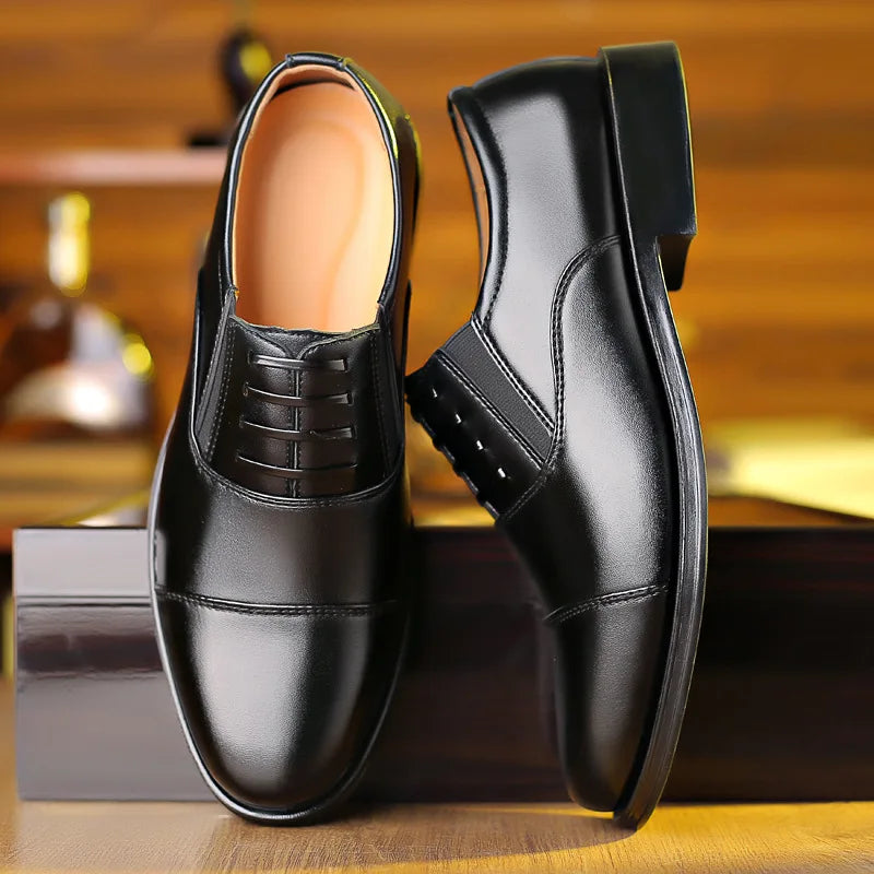 Zapatos formales de cuero para hombre, sin cordones, para vestir, bodas, informales, planos, de lujo, para caminar, oficina, trabajo, zapatos para hombre de talla grande