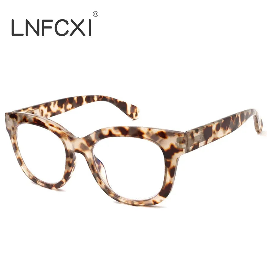 JNPCXI Fashion Cat Eye Spring Temples Women Glasses Frame Clear Anti-Blu-Ray Eyewear Retro Men Optical Frame Reading Glasses