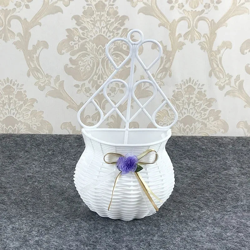 Hanging Flower Basket Garden Party Handmade DIY Vase Sundries Organizer Wall  Artificial Rattan Home Decor Pots