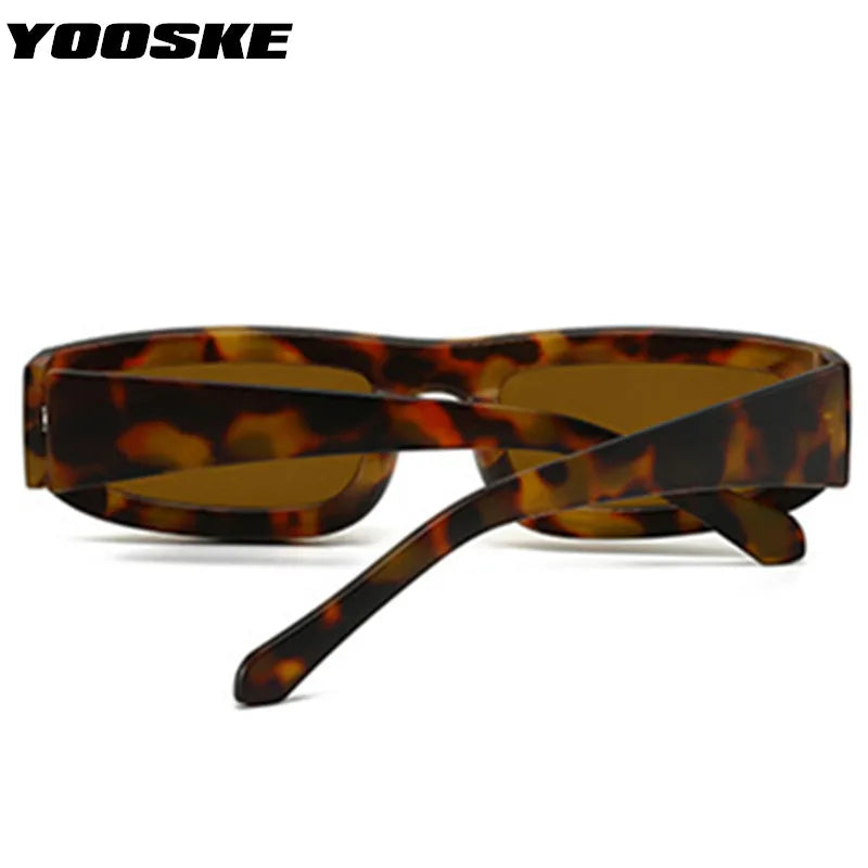 YOOSKE Rectangular Sunglasses Women Men Brand Designer Vintage Double Circle Metal Frame Sun Glasses Trendy Travel Style Eyewear