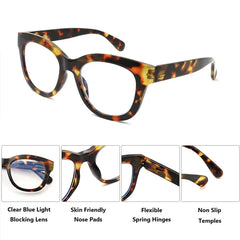 JNPCXI Fashion Cat Eye Spring Temples Women Glasses Frame Clear Anti-Blu-Ray Eyewear Retro Men Optical Frame Reading Glasses