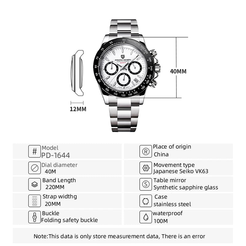 PAGANI DESIGN 2024 New Men's Watches Quartz Business Watch Mens Watches Top Brand Luxury Watch Men Chronograph VK63 Reloj Hombre