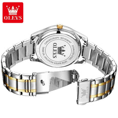 OLEVS Fashion Brand Original Men's Watches Week Calendar Luminous Quartz Watch for Men Waterproof Stainless Steel Strap Business