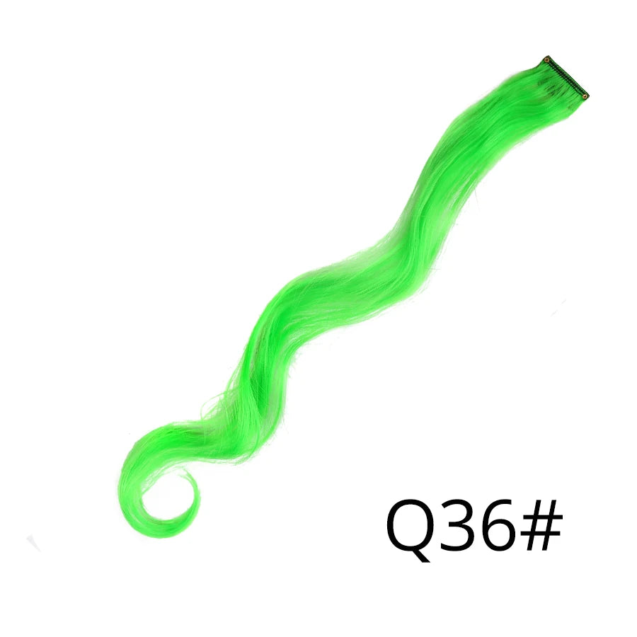 Synthetic Clip In One Pieces Raiinbow Hair Extensions  Straight Synthetic Hair Pieces 18" Long  Ombre Hair Pink Purple Red Blue