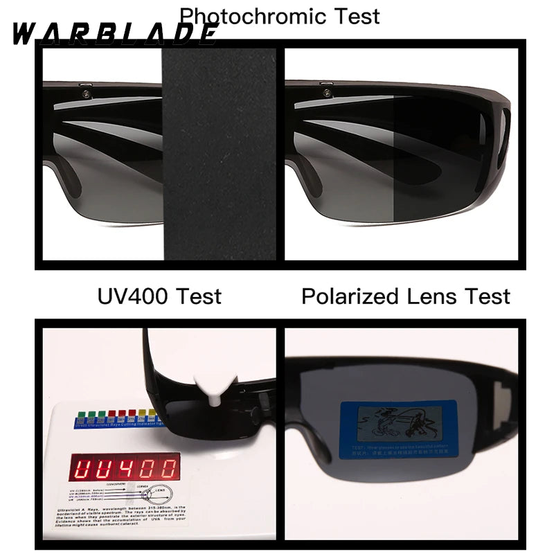 WarBLade - Gafas de sol fotocromáticas polarizadas para hombre y mujer, con protección lateral, abatibles hacia arriba, para conducir, con visión nocturna, UV400