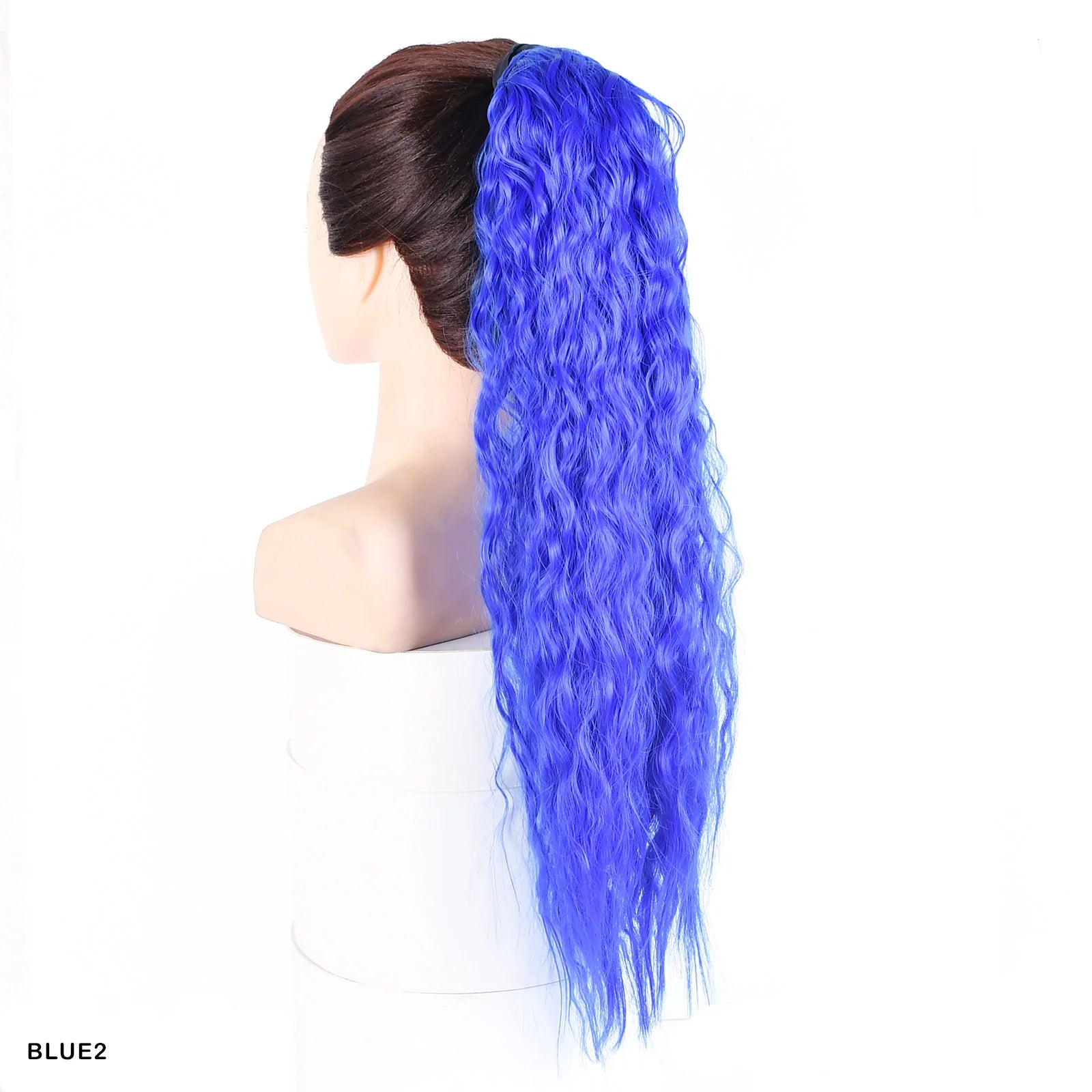 Jeedou Synthetic Long Kinky Curly Hair Ribbon Ponytail Extension Brown Blue Pink Purple Naturl Color Ponytails