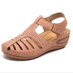 Thick Sole Sandals Woman Summer 2023 Leather Closed Toe Vintage Anti Slip Sandals Thick Sole Premium Shoes  Outdoor Female Shoes