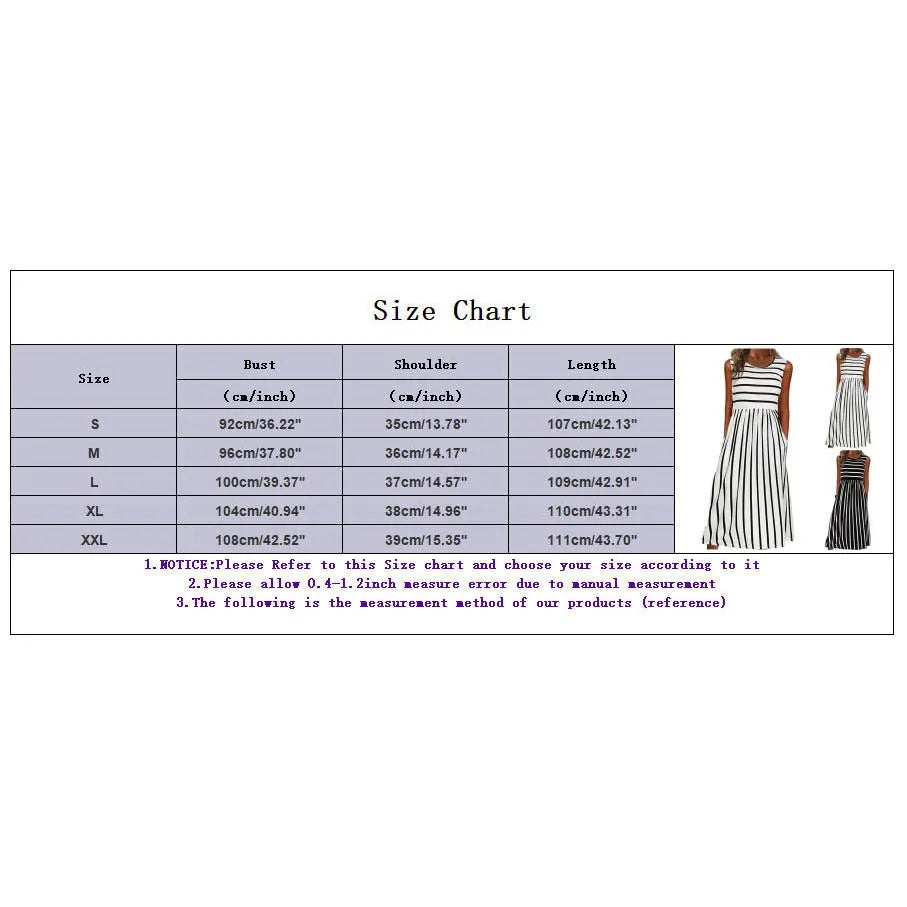 Womens Dresses Women Fashion Casual Striped Print Round Neck Sleeveless Pocket Long Dress Vestidos De Fiesta Elegantes 2024