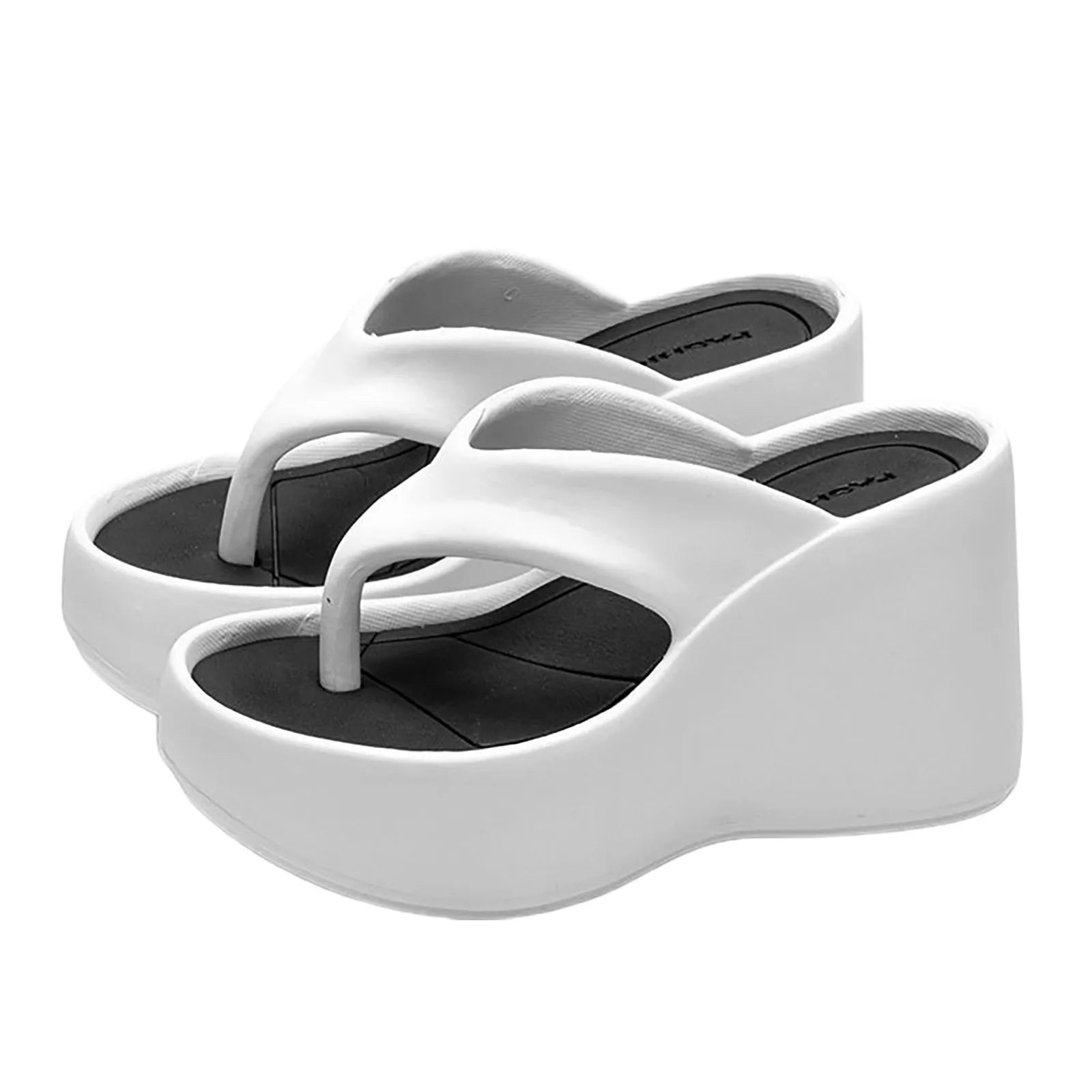 High Heeled Slippers For Women Thick Soled Flip Flops Summer Fashion Women Slipper Wedges Platform Slip-On White Female Footwear