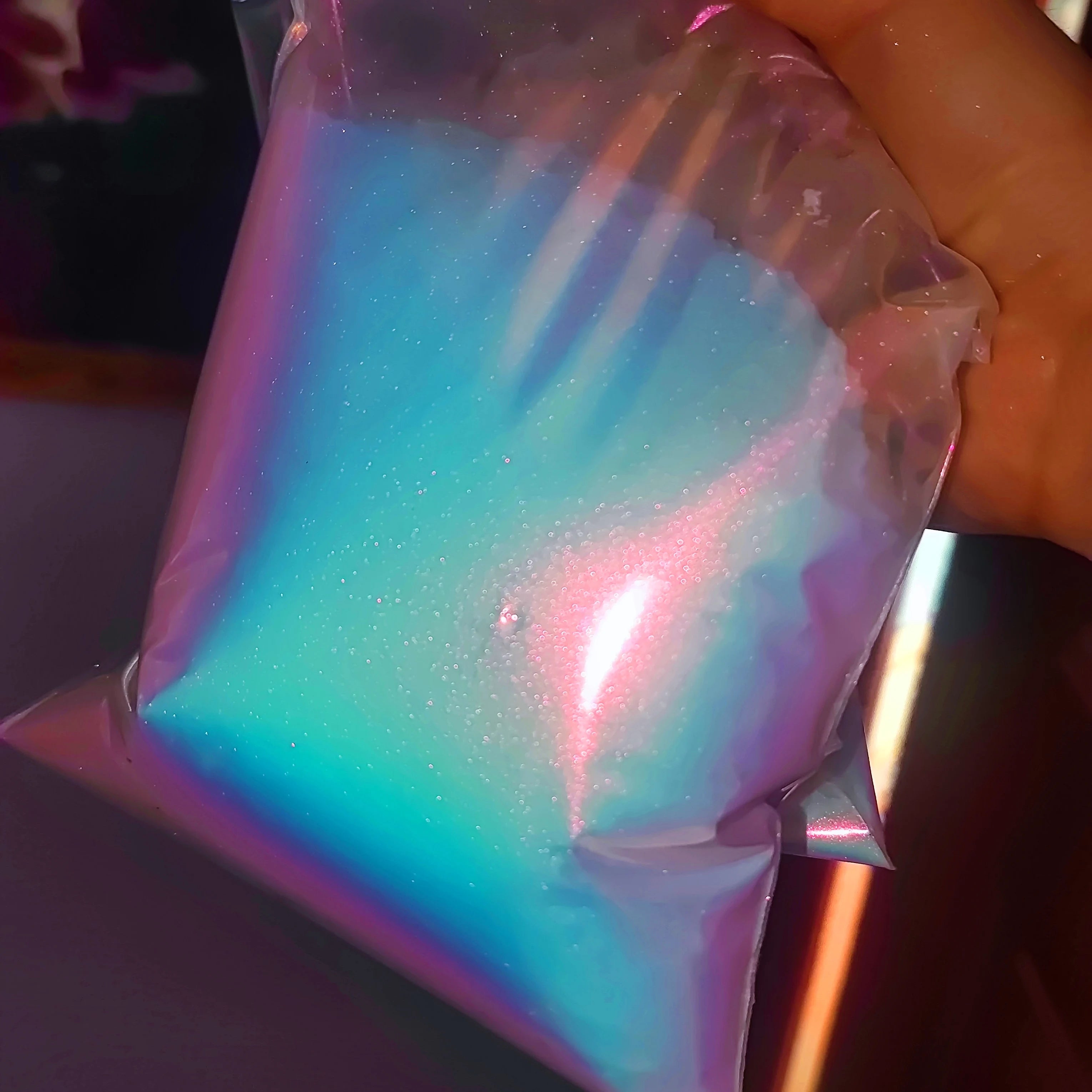 Pigmento en polvo camaleón arcoíris iridiscente súper cromado a granel, pigmento en polvo de espejo para uñas Opal aurora