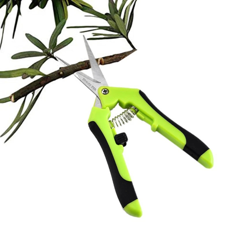 Garden Pruning Shears Stainless Steel Plants Fruit Grape Picking Scissors Horticulture Leaf Trimmer Straight Elbow Pruning Tools