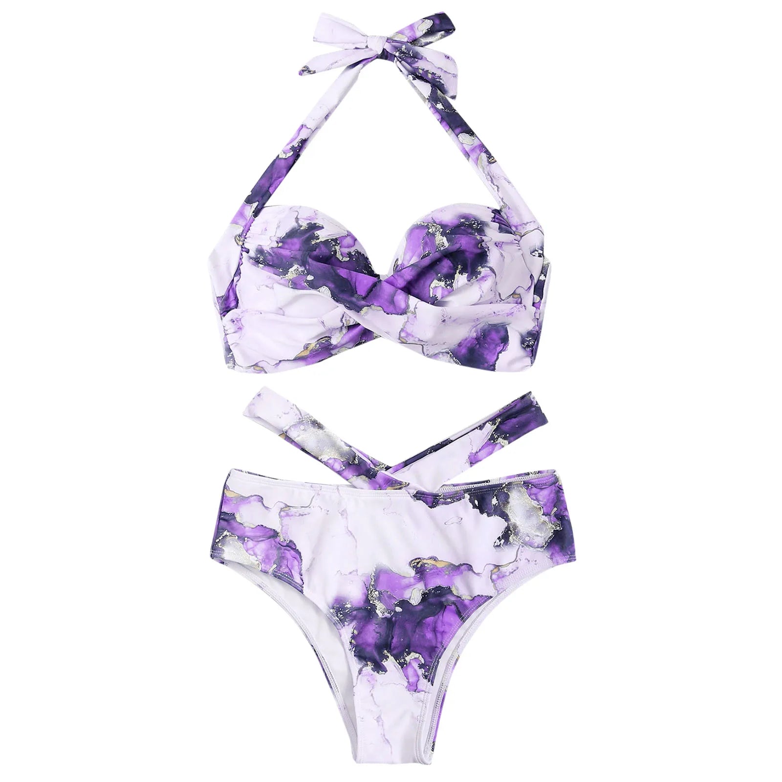 Swimsuit Woman Fashion New Tie Dye Printed Two Pieces Swimwear Bikinis Brazilian Popular Swim Wear Bathing Suit купальники 2024