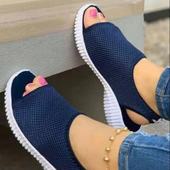 Summer Women Shoes Mesh Fish Platform Shoes Women's Closed Toe Wedge Sandals Ladies Light Casual Sandals Zapatillas Muje