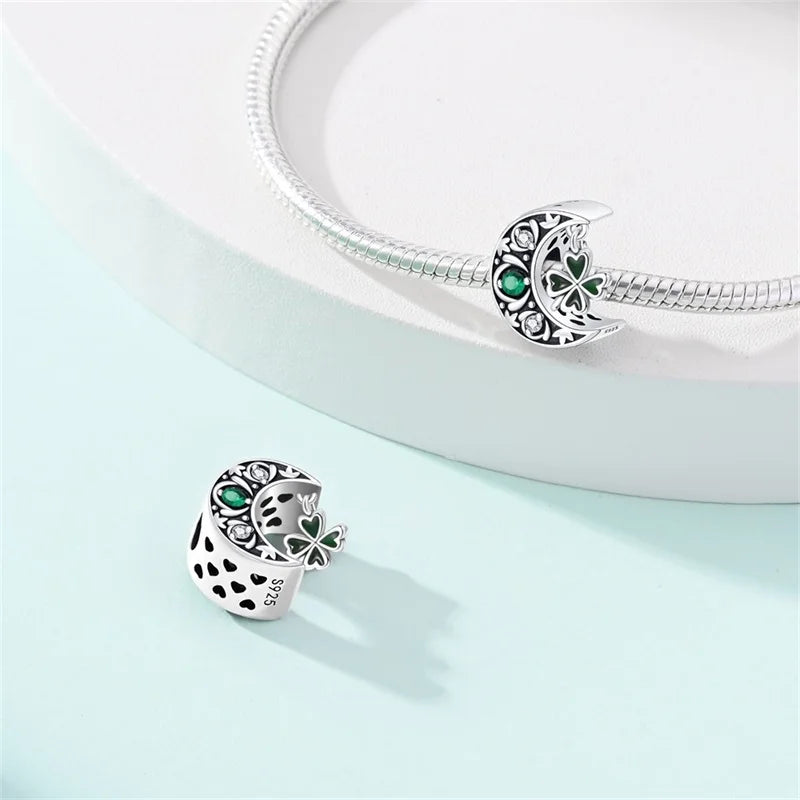 New 925 Sterling Silver Lucky Number Four Leaf Clover Series Charms Beads Fit Pandora 925 Original Bracelet DIY Birthday Jewelry