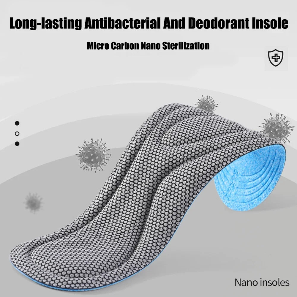 Nano Antibacterial Massage Sport Insole Feet Orthopedic Shoe Sole Memory Foam Insoles for Shoes Men Women Running Accessories