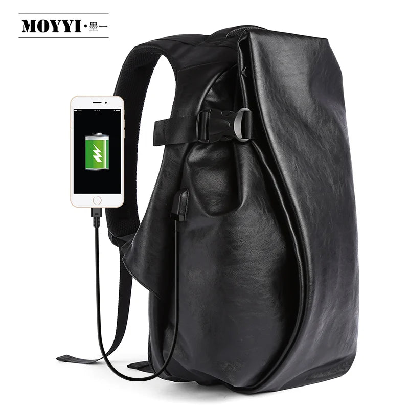 Mochila de cuero para hombre, mochila impermeable para computadora portátil, mochila de negocios de gran capacidad con carga USB, mochila deportiva de viaje para hombre