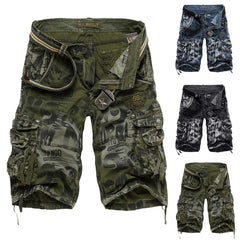 Men'S Camo Cargo Shorts Relaxed Fit Pocket Outdoor Cargo Shorts High Street Trousers Cotton Big Size Oversized Trousers