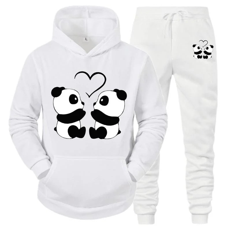 Hot Autumn Winter Womens Hoodie + Sweatpants 2-piece Sweat Suits Hooded Jogging Sports Suits Fashion Printed Tracksuits