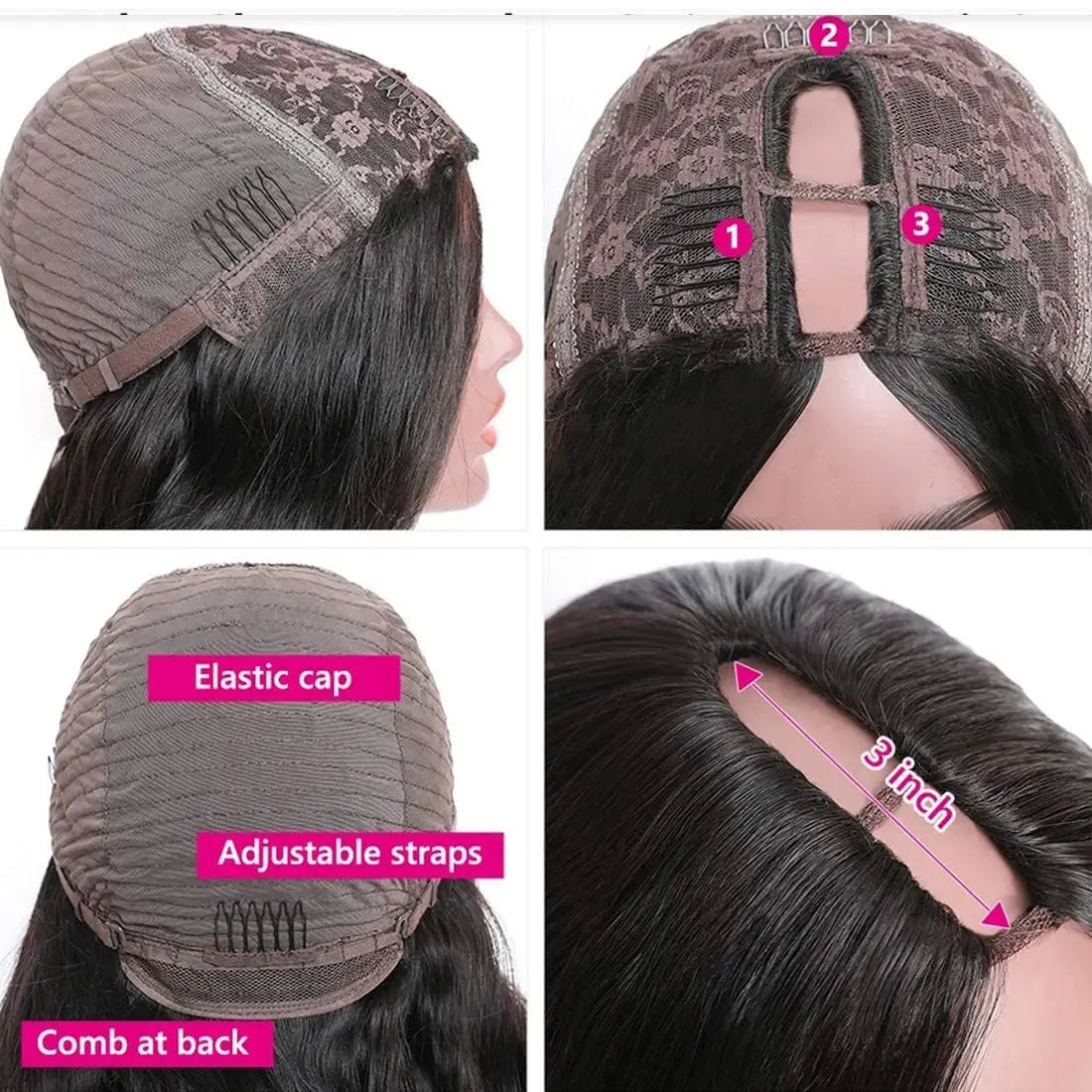 Glatte U-Teil-Perücke, glatte Bob-Perücke aus Echthaar für Frauen, kurzes brasilianisches Remy-Haar, klebefreies Echthaar, natürliche schwarze V-Teil-Perücke