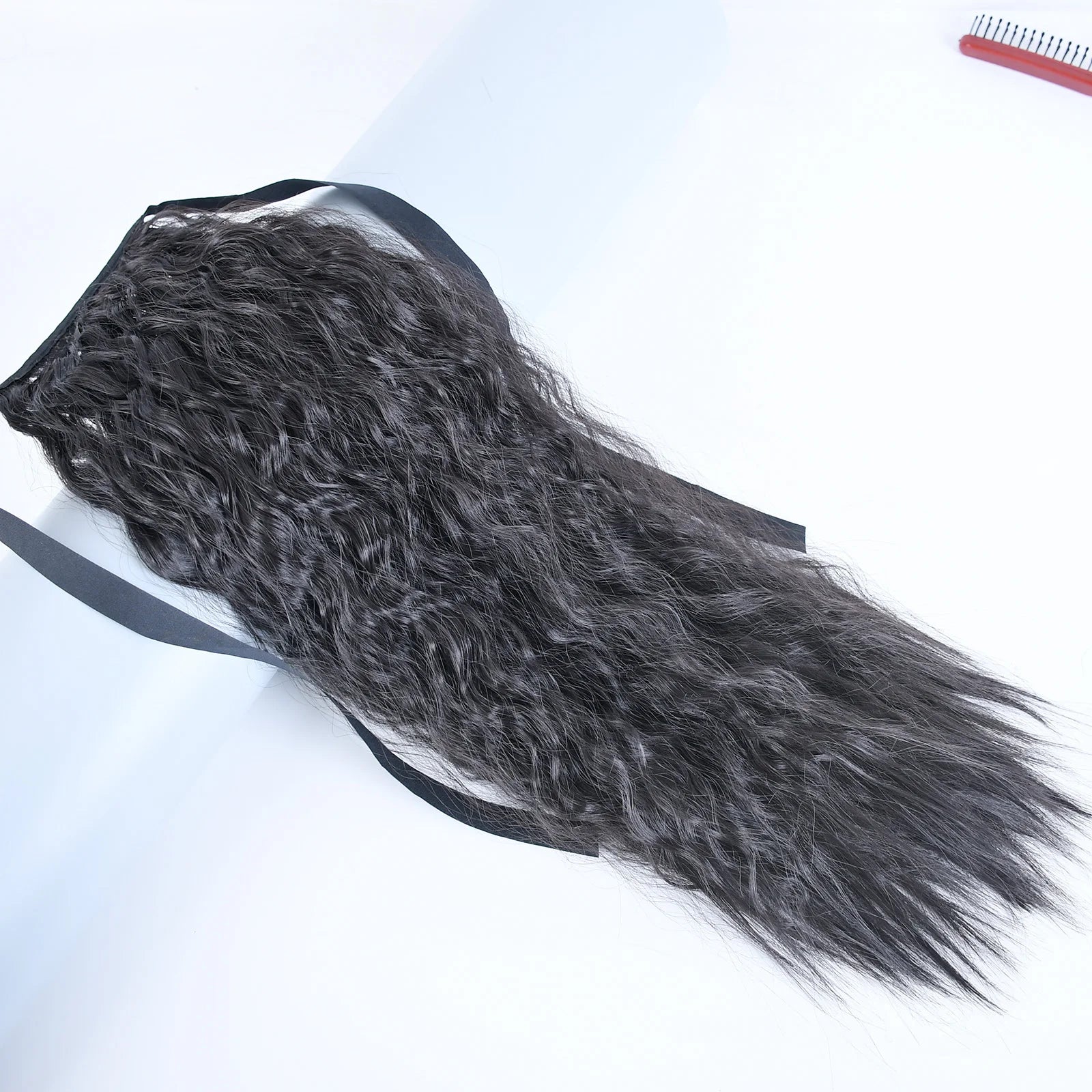 Jeedou Synthetic Long Kinky Curly Hair Ribbon Ponytail Extension Brown Blue Pink Purple Naturl Color Ponytails