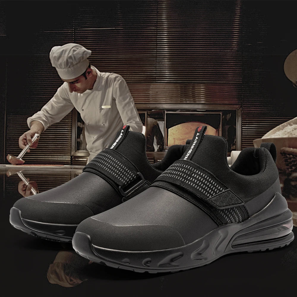 LARNMERN Waterproof Chef Shoes for Men SRC Slip Resistant Restaurant Kitchen Work Shoes Food Service Oil Proof