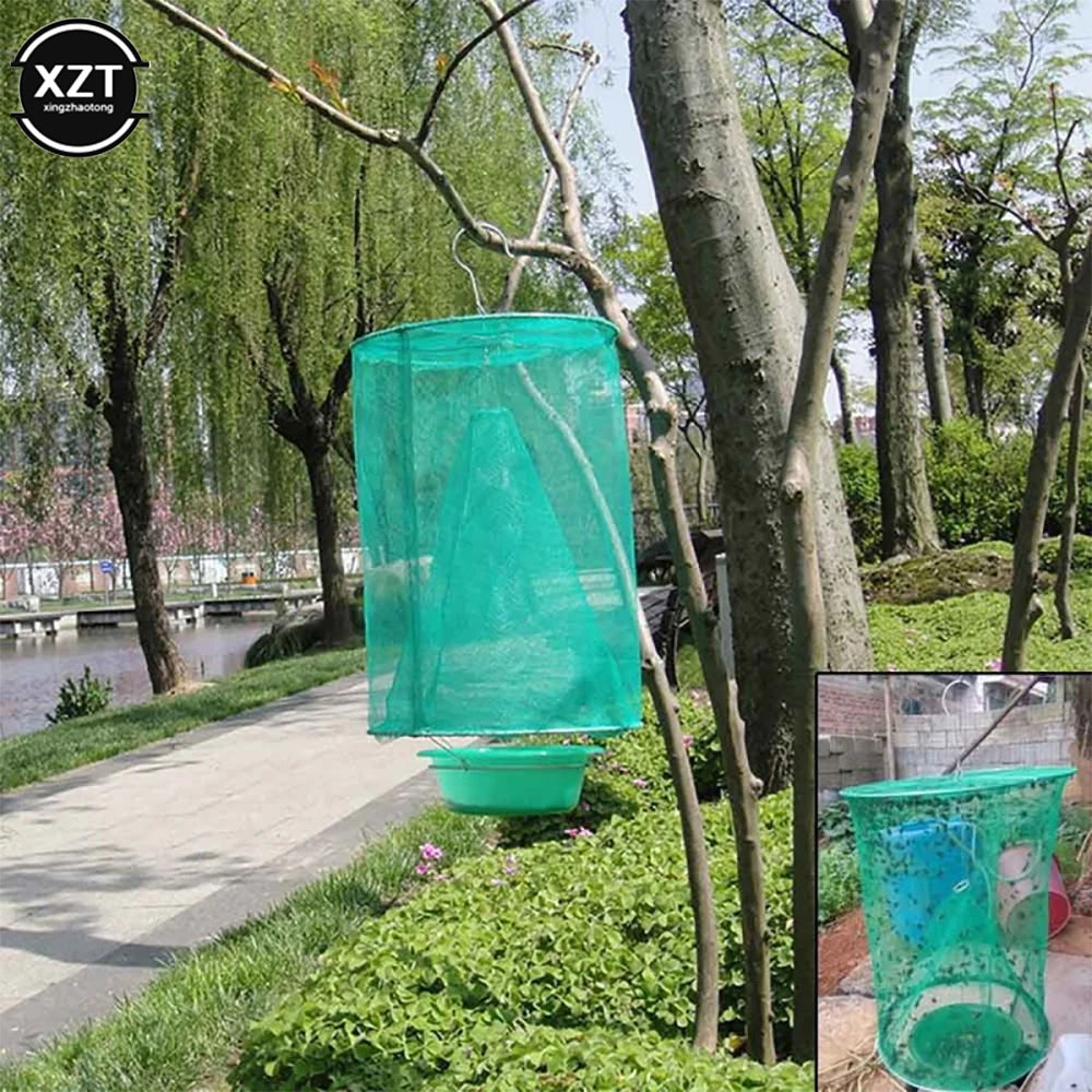 Reusable Hanging Fly Cage Green Fly Catcher Killer Cage Net Practical Pest Catch For Indoor or Outdoor Family Farms Restaurants