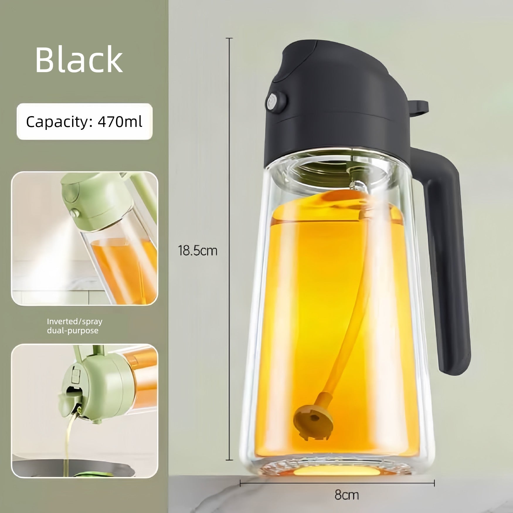 Glass Spray Oil Bottle Jar Spray Dual-Use Air Fryer Kitchen For Home Spray Oil Dispenser Oil Tank Seasoning Edible