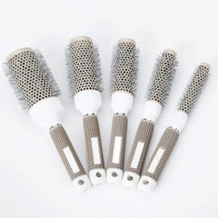 Peine cilíndrico de nailon para peluquería profesional, 6 tamaños, para rizar el cabello, tubo de aluminio térmico, redondo