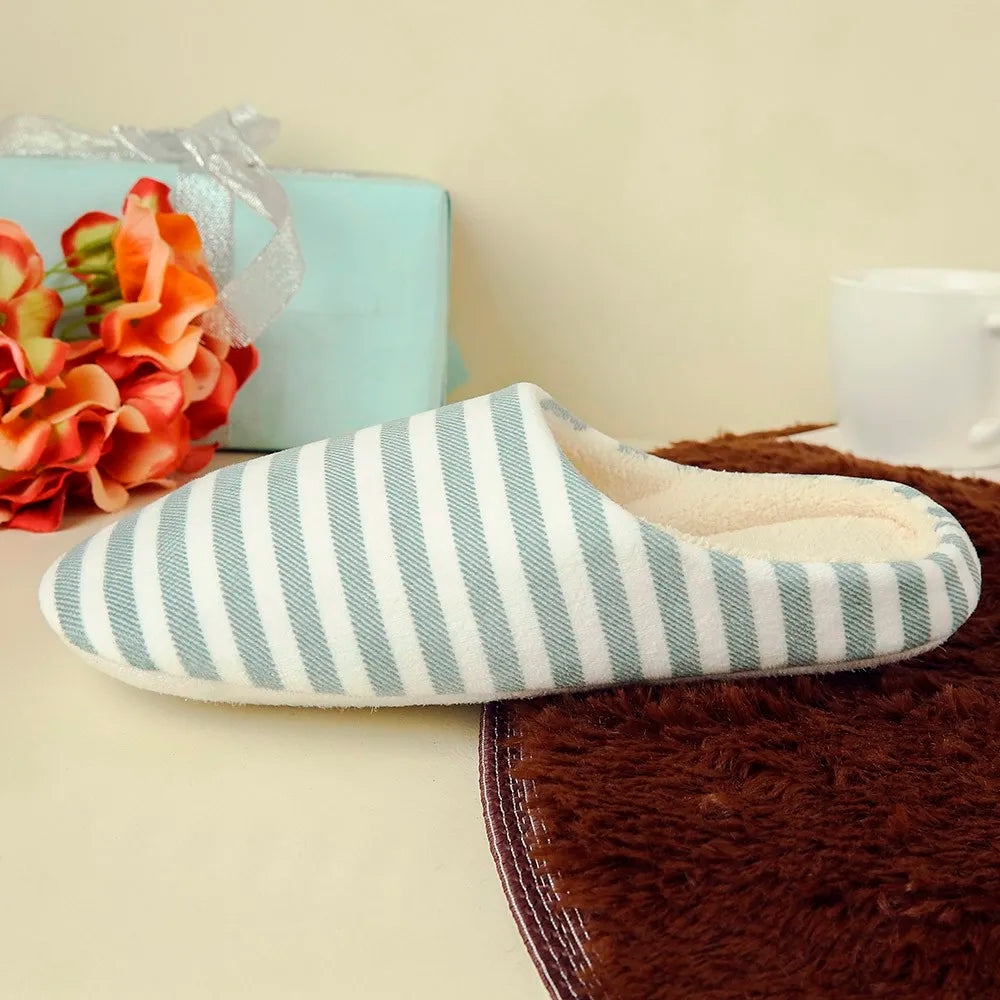 Free Shipping House Slippers For Women Warm Striped Slipper Indoors Anti-slip Winter House Shoes Winter Shoes Woman Warm