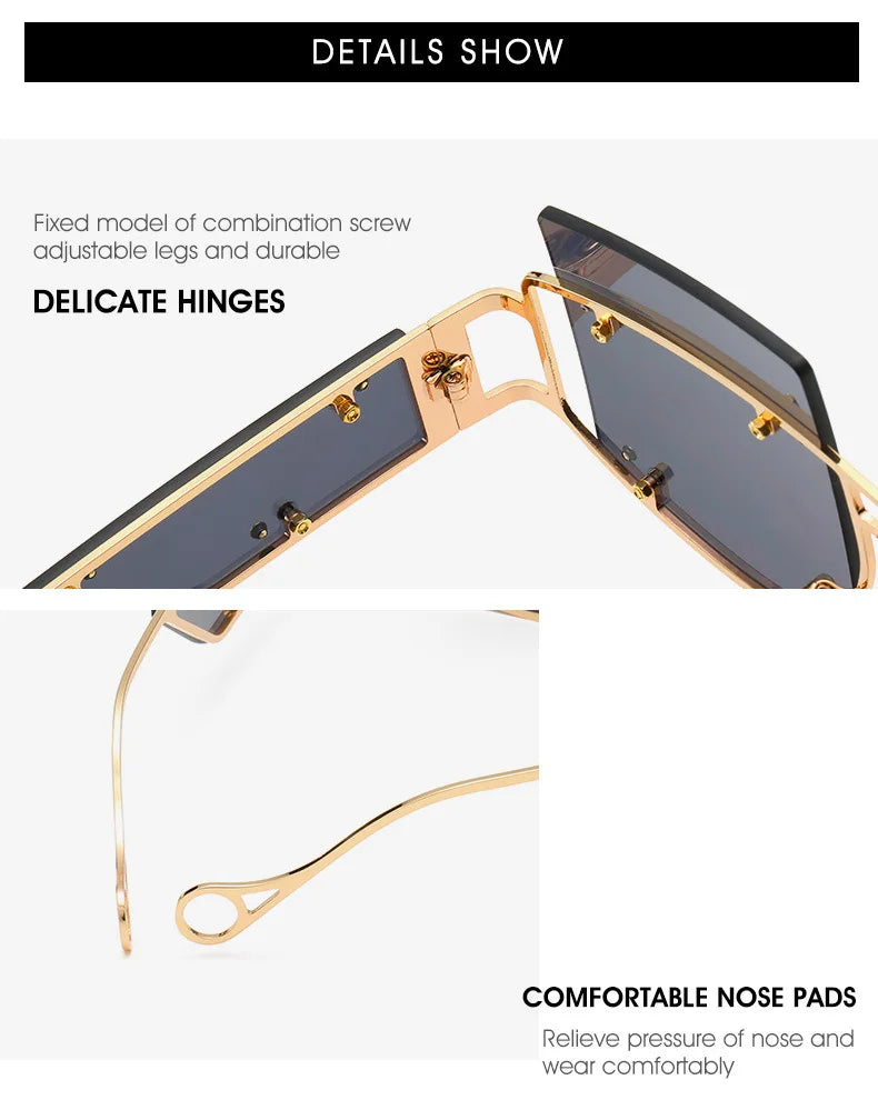 Hollow Out Oversized Women Square Sunglasses 2022 Brand Designer Men Sun Glasses Big Frame Oculos De Sol Feminino Sunglasses