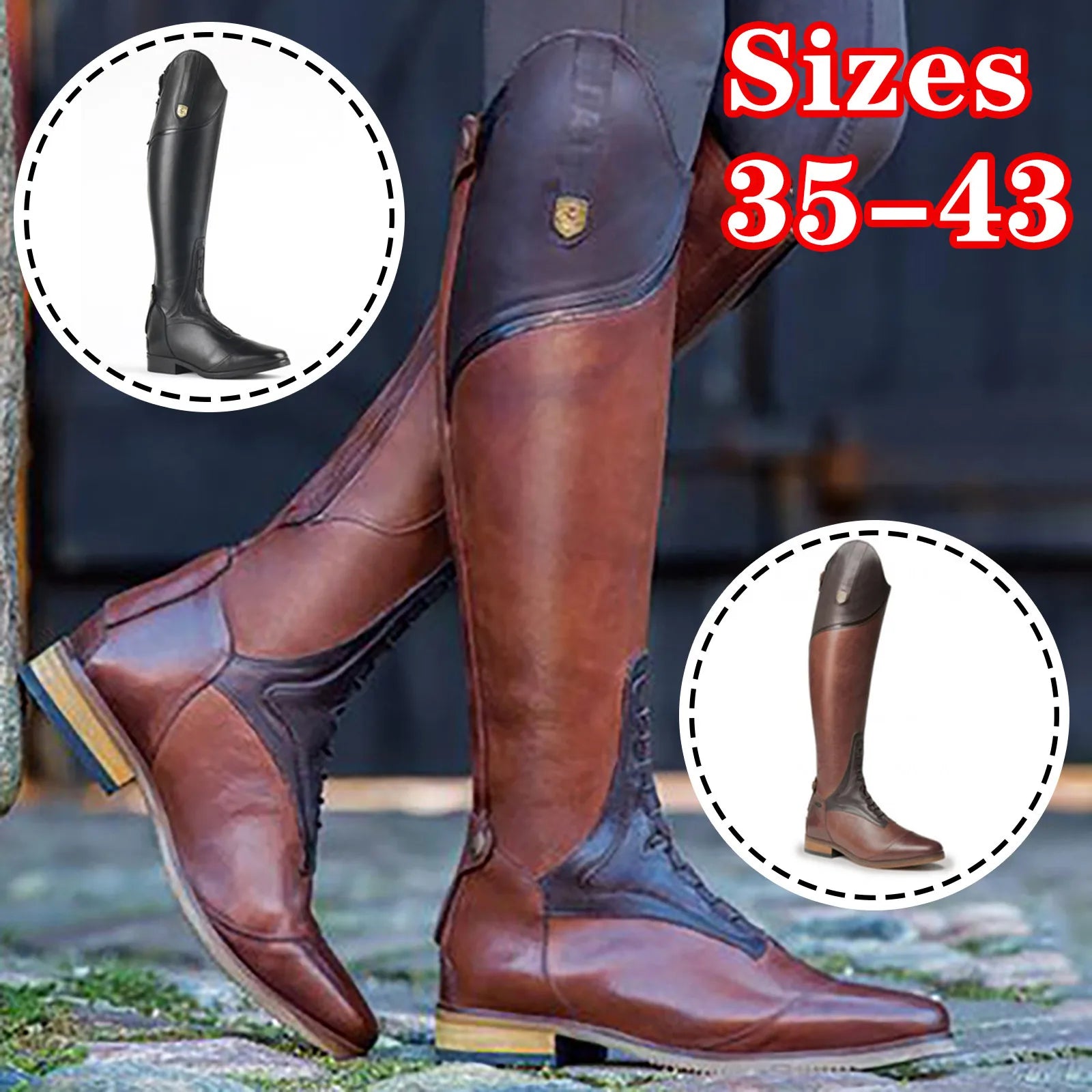 Riding High Boots Horse Knee Rider Leather Shoes Equestrian Long Bootcut Rider Wide Tall Boots Shaft Medieval Costume For Women