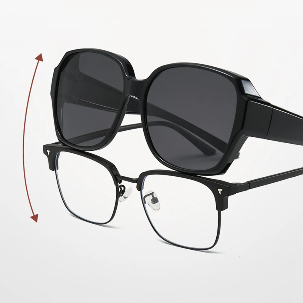 New Fashion Polarized Sunglasses Cover Over Myopia Prescription Glasses Portable Men Women Vintage Fishing Driving Eyewear