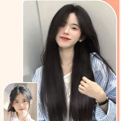 Peluca larga estilo coreano YANKUN de 60 cm para mujer, cabello rizado con ondas grandes, pelucas naturales de alta calidad con redecilla para el cabello que simulan la atmósfera del cabello