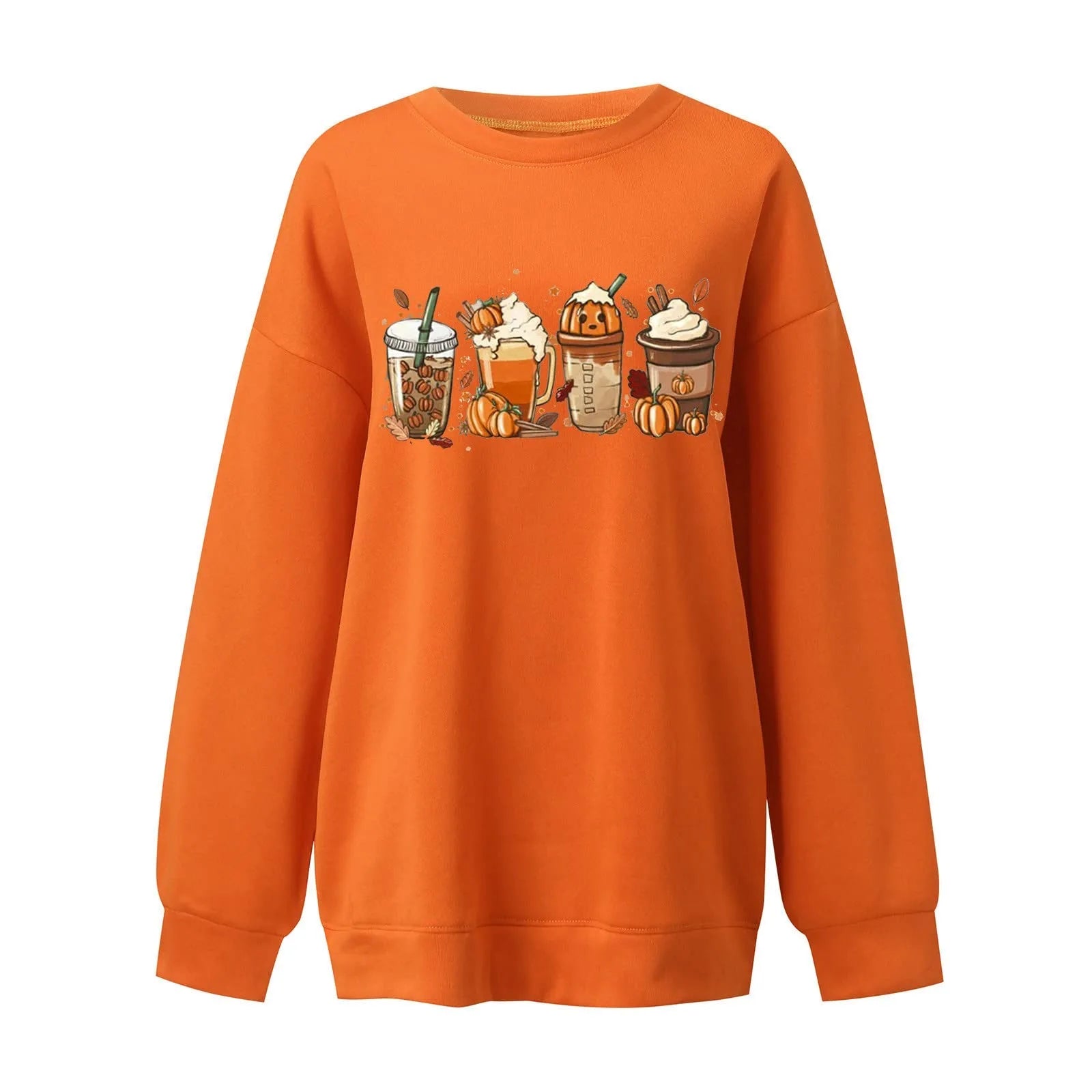 Women's Halloween Sweatshirt Colored Spooky Four Pumpkins Funny Autumn Women Long Sleeve Jumper Halloween Pullovers Top