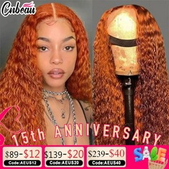 30 Inch Orange Ginger Deep Wave Human Hair Wig 13x4 13x6 HD Lace Curly Wave Color Lace Frontal Human Hair Wigs For Women