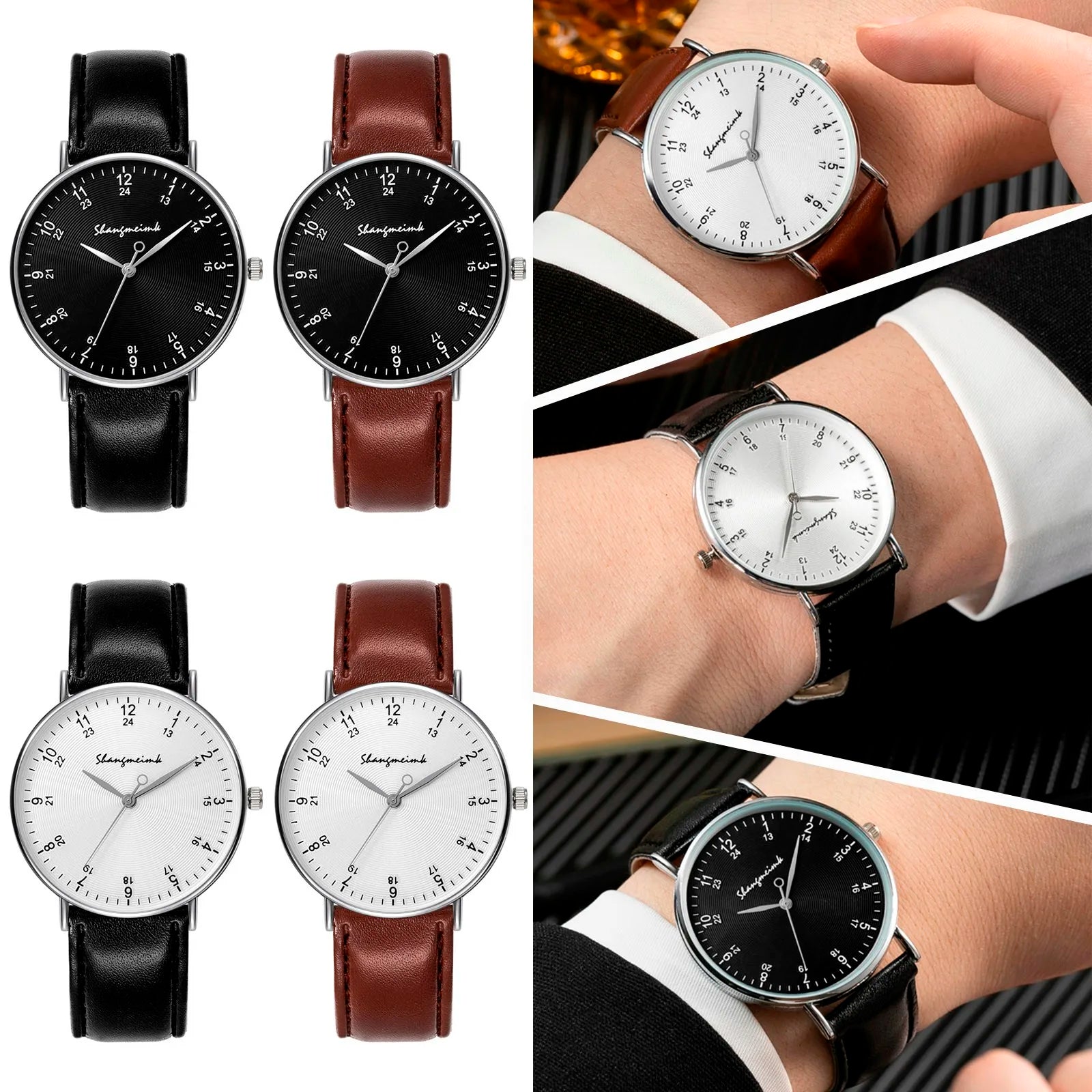 Free Shiping Items Quartz Watches For Men Strapstainless Steel Quartz Watch With Leather Strap Relogio Masculino Reloj Hombre