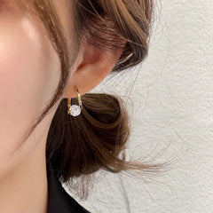 French Shiny Luxury Zircon Metal Earrings Korean Fashion Jewelry Halloween Girl's Design Sense Unusual Accessory for Woman 2024