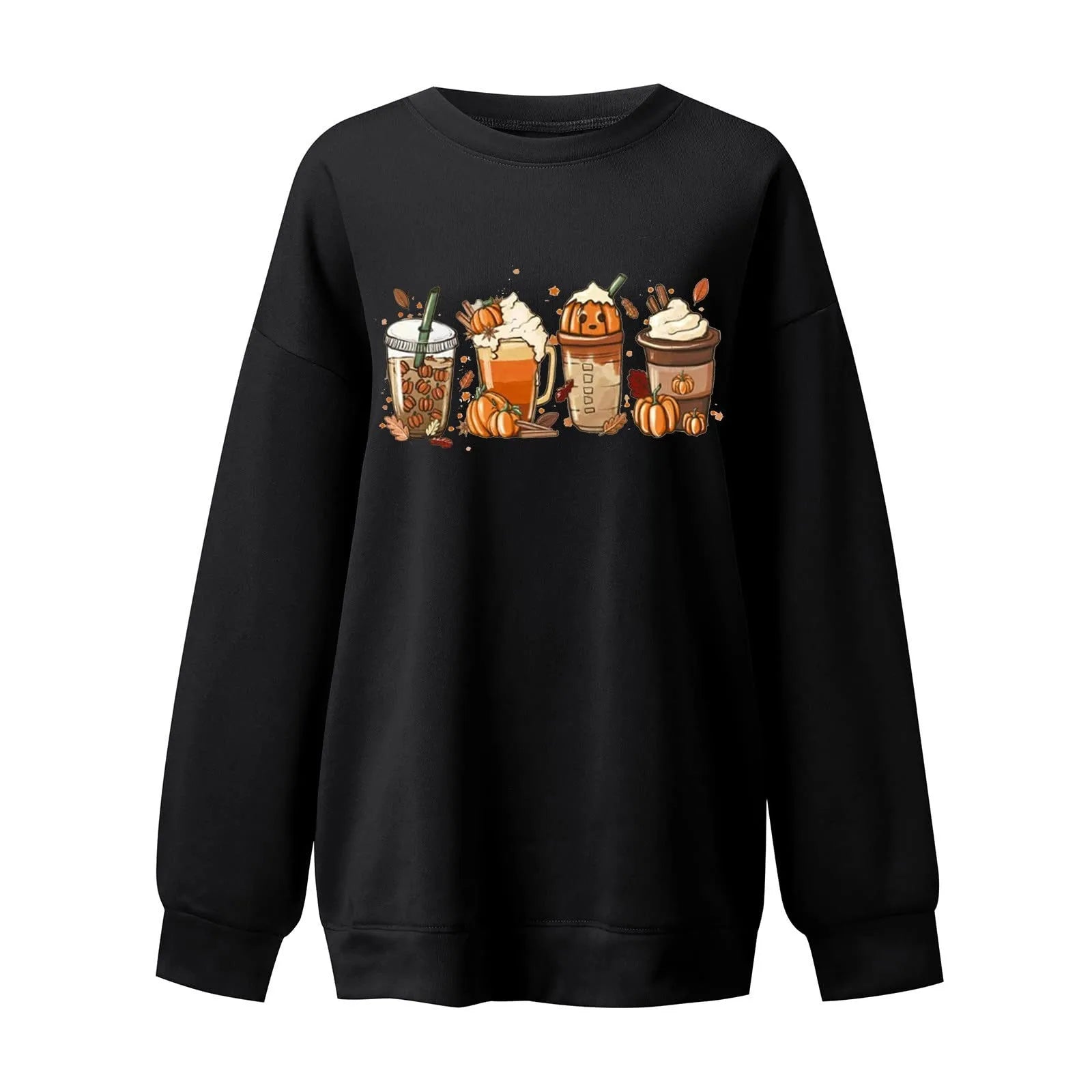 Women's Halloween Sweatshirt Colored Spooky Four Pumpkins Funny Autumn Women Long Sleeve Jumper Halloween Pullovers Top