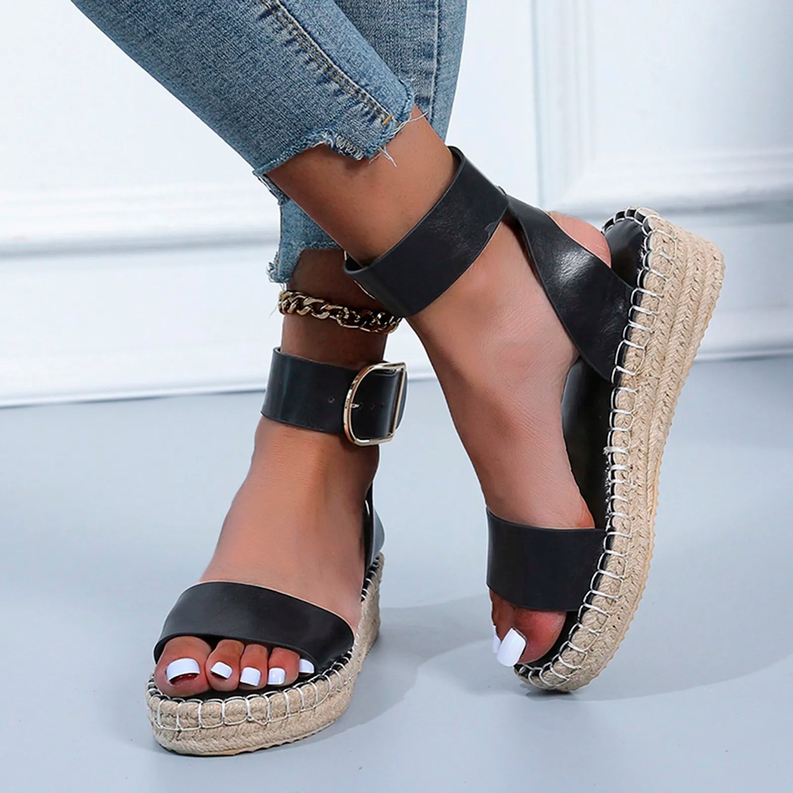 Women's Sandals 2024 Hot Sales Thick Sole Wedge Heel Sandals Spring Summer Platform Sandles Woman's Big Size Comfortable Shoes